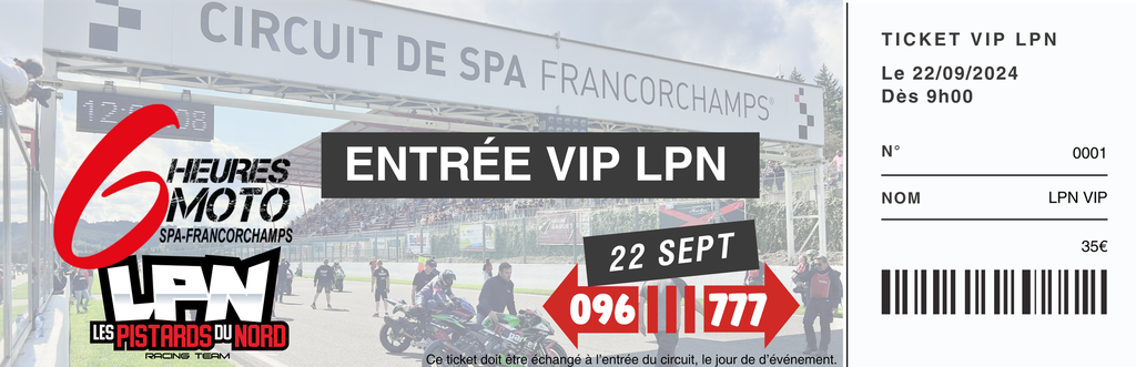 Billet VIP 6h de SPA 2024